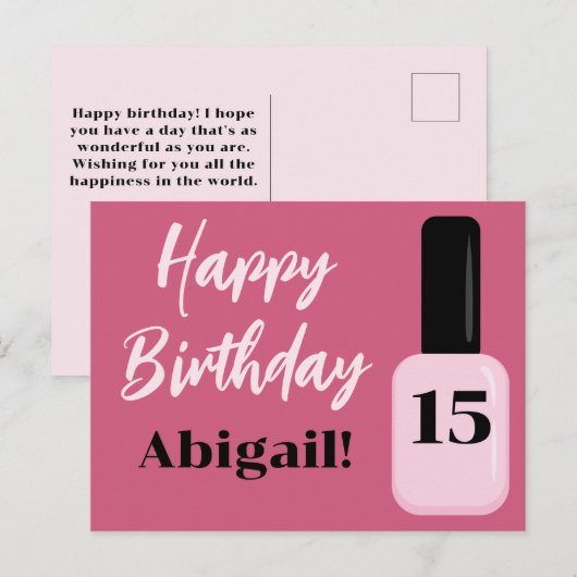 Gepersonaliseerde Gelukkige Verjaardag Trend Roze  Briefkaart (Voorkant / Achterkant)