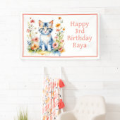 Gepersonaliseerde Gelukkige Verjaardag Zoete Kitte Spandoek (Insitu)