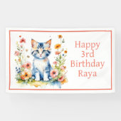 Gepersonaliseerde Gelukkige Verjaardag Zoete Kitte Spandoek (Horizontaal)