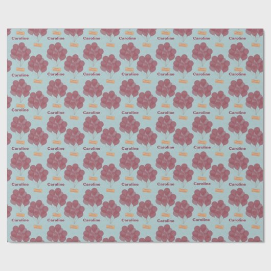 Gepersonaliseerde gelukkige verjaardagsballonnen cadeaupapier (Vlak)