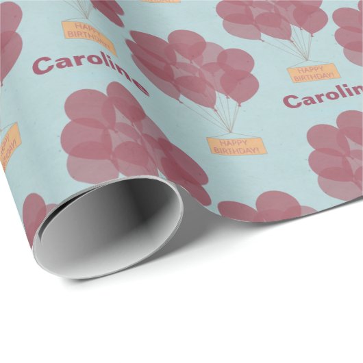 Gepersonaliseerde gelukkige verjaardagsballonnen cadeaupapier (Rol Hoek)