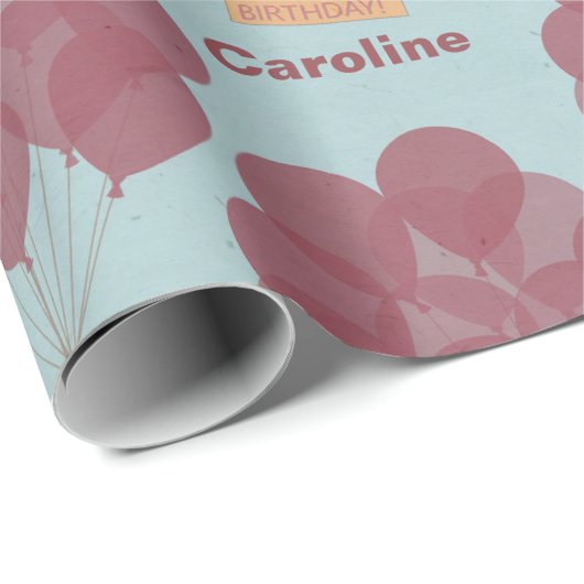 Gepersonaliseerde gelukkige verjaardagsballonnen cadeaupapier (Rol Hoek)