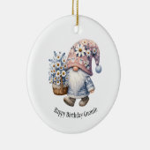 Gepersonaliseerde Gelukkige Verjaardagsknoopgesche Keramisch Ornament (Rechts)