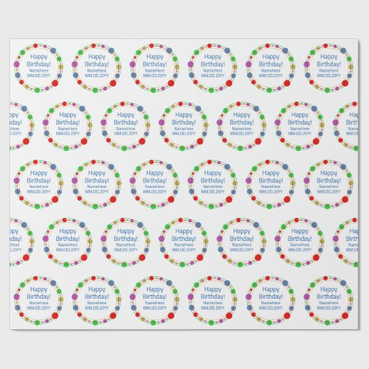 Gepersonaliseerde Gelukkige Verjaardagsnaam Kleurr Cadeaupapier (Vlak)