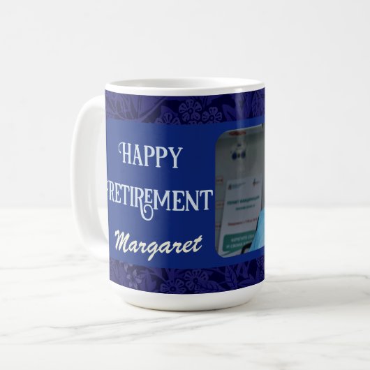 Gepersonaliseerde gelukkige verpleegkundige pensio koffiemok (Voorkant links)