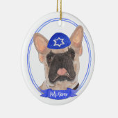 Gepersonaliseerde gemaskerde Frenchie Chanoeka Keramisch Ornament (Rechts)