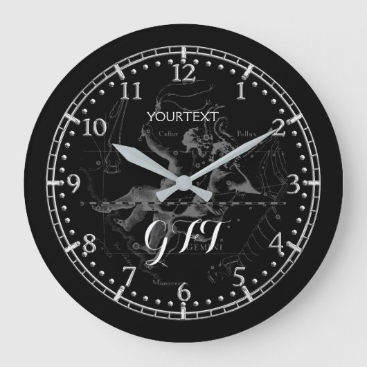 Gepersonaliseerde  Gemini Constellation Zodiac Grote Klok (Voorkant)