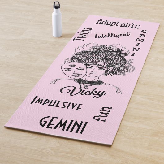 Gepersonaliseerde Gemini MaskLady Pink Zodiac Yogamat (In situ)