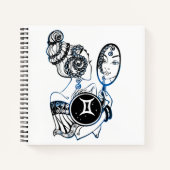 Gepersonaliseerde Gemini Zodiac Art Deco Lady Notitieboek (Voorkant)