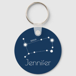 Gepersonaliseerde Gemini Zodiac Constellation Sleutelhanger