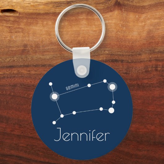 Gepersonaliseerde Gemini Zodiac Constellation Sleutelhanger (Voorkant)