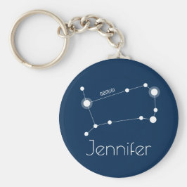 Gepersonaliseerde Gemini Zodiac Constellation Sleutelhanger