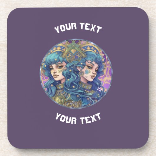 GEPERSONALISEERDE GEMINI ZODIAC TEKEN BIER ONDERZETTER (Voorkant)