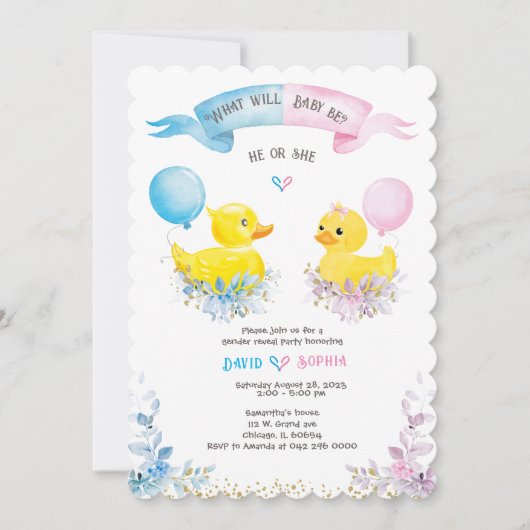 Gepersonaliseerde Gender onthullen Uitnodiging (Voorkant)