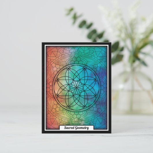 Gepersonaliseerde Geometrie Colorful Mandala Briefkaart (Staand voorkant)