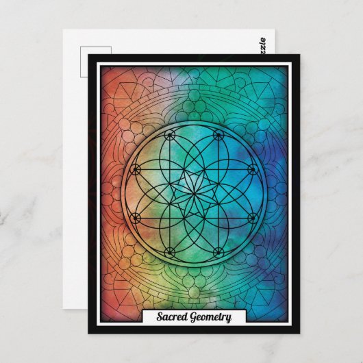 Gepersonaliseerde Geometrie Colorful Mandala Briefkaart (Voorkant / Achterkant)