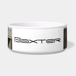 Gepersonaliseerde geometrische driekleurige Dog Bo Voerbakje