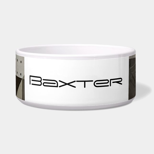 Gepersonaliseerde geometrische driekleurige Dog Bo Voerbakje (Voorkant)