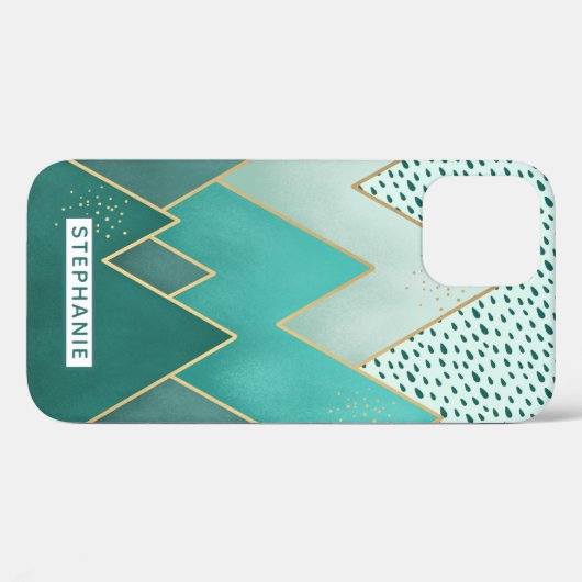 Gepersonaliseerde geometrische groene bergen Case-Mate iPhone case (Achterkant (horizontaal))