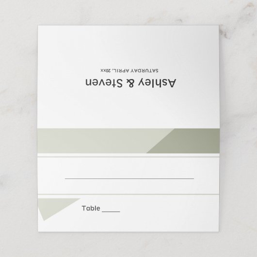 Gepersonaliseerde geometrische ontwerper bruiloft- plaatskaartje (Buitenkant ongevouwen)