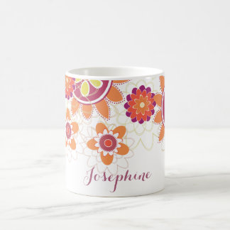 Gepersonaliseerde Geometrische Retro Bloemen mok