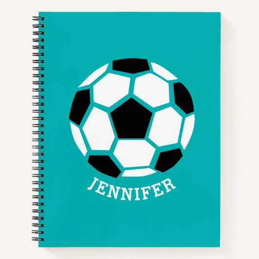 Gepersonaliseerde Geometrische Voetbal Kinder Spor Notitieboek (Voorkant)
