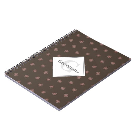 Gepersonaliseerde geometrische warme neutrale brui notitieboek (Linkerzijde)