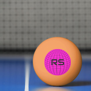 Gepersonaliseerde Geometrische Wereldbol Monogram  Pingpongbal