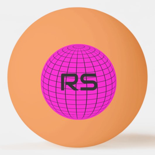Gepersonaliseerde Geometrische Wereldbol Monogram  Pingpongbal (Voorkant)