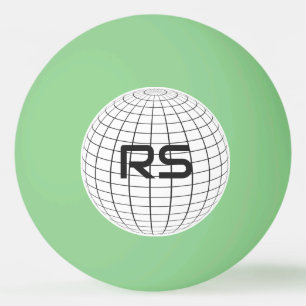 Gepersonaliseerde Geometrische Wereldbol Monogram  Pingpongbal