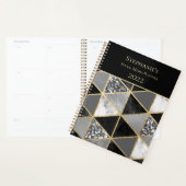 Gepersonaliseerde Geometrische zwarte en witte mar Planner (Display)