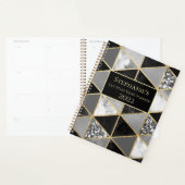Gepersonaliseerde geometrische zwarte en witte mar planner (Display)