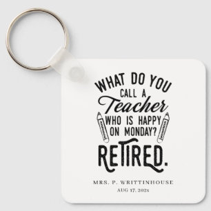 Gepersonaliseerde Gepensioneerde Leraar Schooldire Sleutelhanger