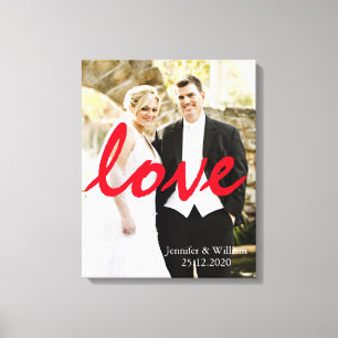 Gepersonaliseerde Gepersonaliseerd bruiloft foto L Canvas Afdruk