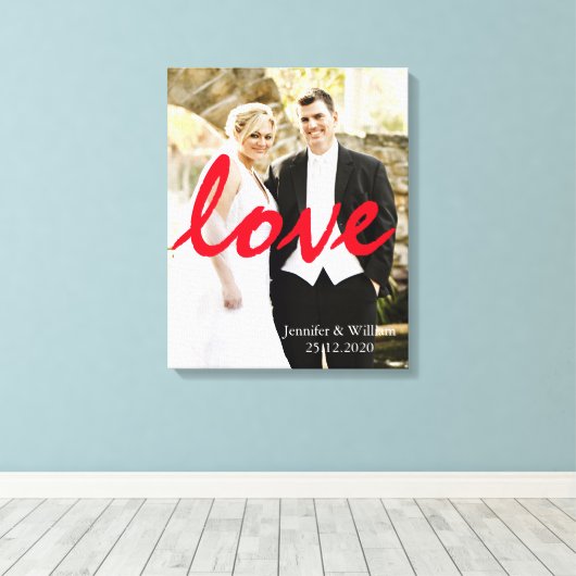 Gepersonaliseerde Gepersonaliseerd bruiloft foto L Canvas Afdruk (Insitu (Houten vloer))