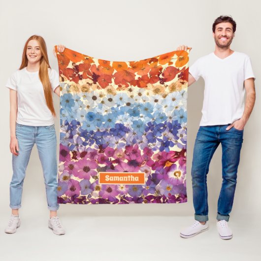 Gepersonaliseerde  geperste bloem ombre fleece deken (In situ)