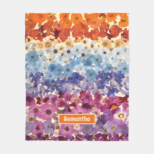 Gepersonaliseerde  geperste bloem ombre fleece deken (Voorkant)