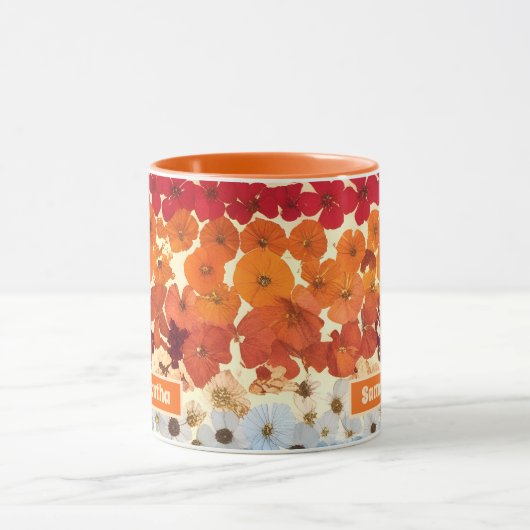 Gepersonaliseerde  geperste bloem ombre mok (Midden)