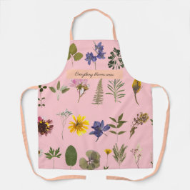 Gepersonaliseerde geperste lente bloemen schort