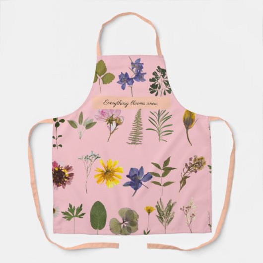 Gepersonaliseerde geperste lente bloemen schort (Voorkant)