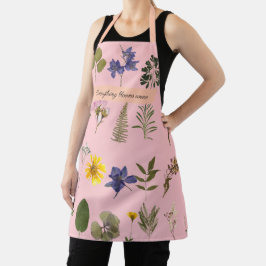 Gepersonaliseerde geperste lente bloemen schort