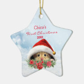 Gepersonaliseerde Gerbil Hamster in Santa Hat Kers Keramisch Ornament (Links)