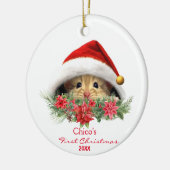 Gepersonaliseerde Gerbil Hamster in Santa Hat Kers Keramisch Ornament (Links)