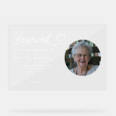 Gepersonaliseerde Gereserveerde Zetel Memorial Tro Acryl Bord (Voorkant)