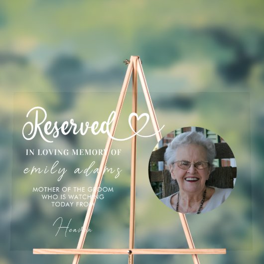 Gepersonaliseerde Gereserveerde Zetel Memorial Tro Acryl Bord (Neutraal)