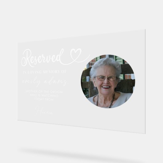 Gepersonaliseerde Gereserveerde Zetel Memorial Tro Acryl Bord (Hoek)
