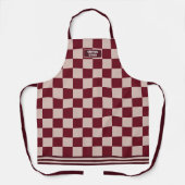 Gepersonaliseerde geruite Bourgogne Rouge Modern Schort (Voorkant)