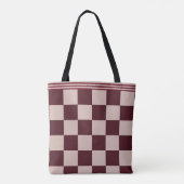Gepersonaliseerde geruite Bourgogne Rouge Modern Tote Bag (Achterkant)