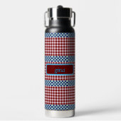 Gepersonaliseerde geruite Gingham Waterfles (Voorkant)