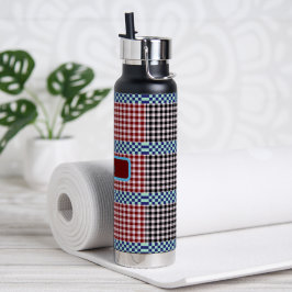 Gepersonaliseerde geruite Gingham Waterfles